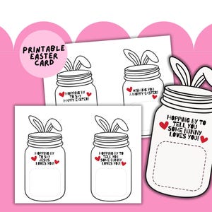 Bricolage de carte de Pâques en pot de bonbons avec oreilles de lapin, carte à distribuer de Pâques, carte de Pâques, carte de Pâques pour enfants, cadeau de Pâques, imprimable de Pâques