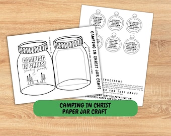 Camping in Christ Jar Craft – Bible Verse Compass Activity | Christian Camping Craft for Kids | Faith Adventure Printable | Summer Activity