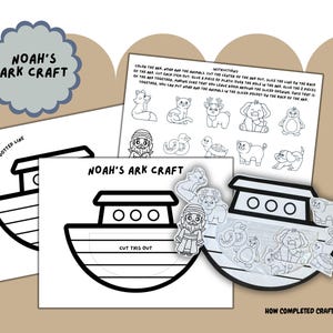 Noah&#39;s Ark Printable Craft, Printable Noah&#39;s Ark Coloring, Animals Two by Two Bible Lesson, Kids Christianity Crafts, Sunday School Activity