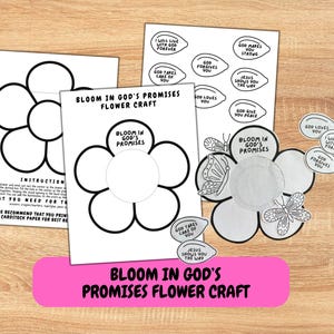 Manualidad "Florece en las promesas de Dios" / Manualidad cristiana de flores de bolsillo / Actividad de promesas bíblicas para niños / Manualidad bíblica de primavera imprimible