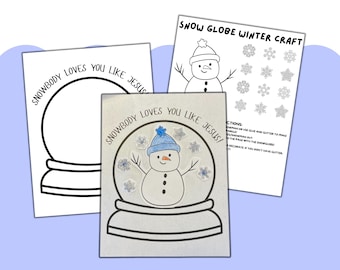 Printable Snowflake Winter Kid&#39;s Craft, Snowbody Loves You Like Jesus, Snowflake Sunday School Craft, Printable Craft, Snow Globe Craft