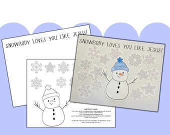 Printable Snowflake Winter Kid&#39;s Craft, Snowbody Loves You Like Jesus, Snowflake Sunday School Craft, Printable Craft, Snowman Craft