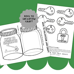 Keys of Salvation Craft for Kids, Color Gospel Printable Salvation Card Set, Sunday School Gospel Message of Salvation, Plan of Salvation