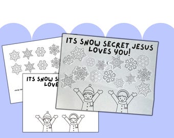 Snowflake Winter Kid&#39;s Printable Craft, It&#39;s Snow Secret Jesus Loves You, Snowflake Sunday School Craft, Printable Snowflake Activity