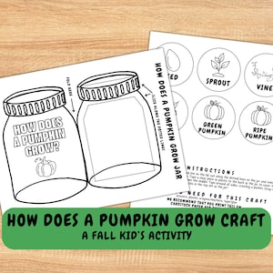How a Pumpkin Grows Printable Craft, Stages of a Pumpkin, Classroom Craft, Fall Printable Craft, Pumpkin Craft