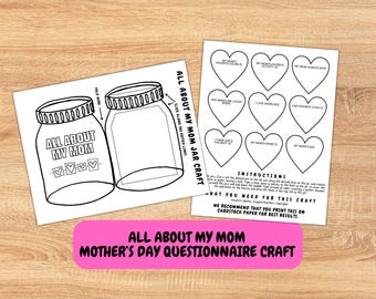 All About My Mom Jar Craft | Mother’s Day Printable Craft for Kids | Classroom Activity | Mother’s Day Keepsake | Sunday School Craft