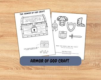 Armor of God Craft Printable | Bible Lesson Activity for Kids | Ephesians 6:11 Sunday School Craft |  Color Cut and Paste Craft