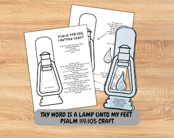Thy Word is A Lamp Unto My Feet Lantern Craft, Bible Story Activity, Psalm 119:105 Craft, Printable Paper Lantern, Sunday School Craft