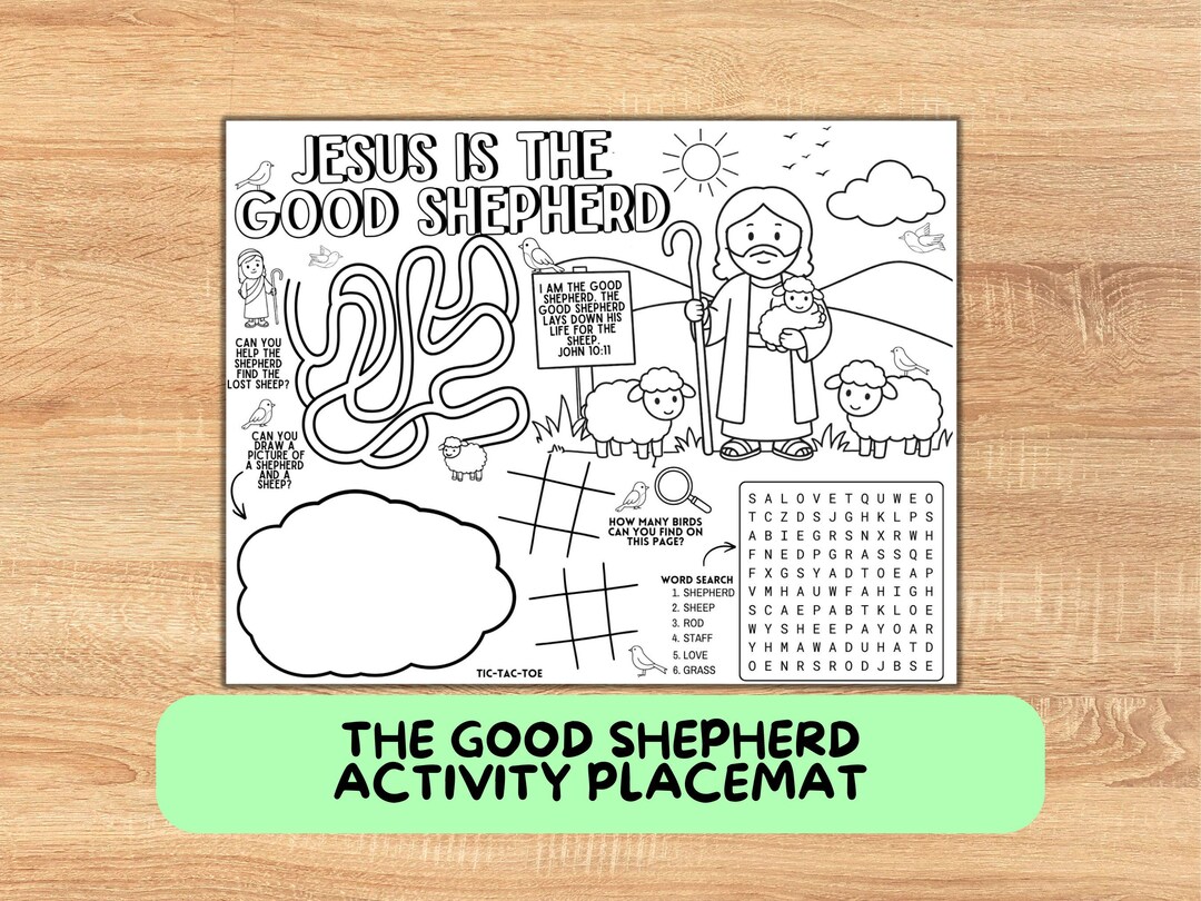 I Am the Good Shepherd Activity Placemat for Kids | John 10:11 Bible ...
