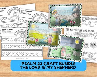 Paquete de manualidades del Salmo 23: Manualidad cristiana imprimible / El Señor es mi pastor / Actividad bíblica para niños / Decoración para la escuela dominical / EBV