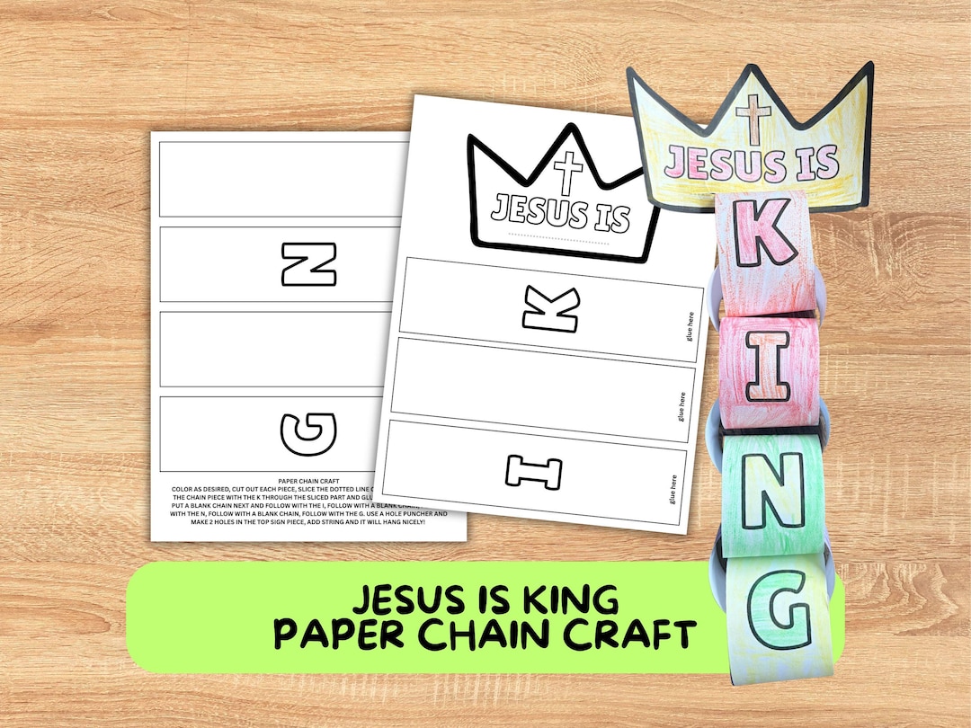 Jesus is King Paper Chain Craft • Christian Printable Kids Craft • Palm ...