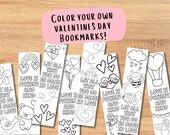 Valentine's Day Printable Coloring Bookmarks, Non Candy Valentine, Christian Valentine, Printable Craft, Sunday School, Printable Bookmarks