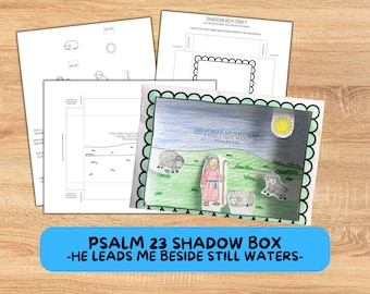 Salmo 23:1 El Señor es mi pastor, manualidad de caja de sombras, actividad bíblica para la ansiedad en la Escuela Bíblica de Verano, manualidad interactiva para la escuela dominical, iglesia para niños