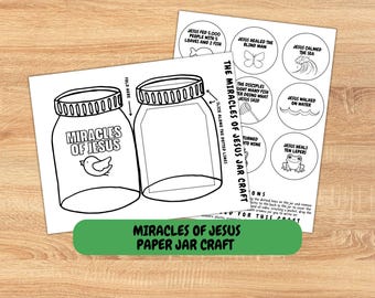 Wunder von Jesus Glas Handwerk | Bibelaktivität für Kinder | Christliches druckbares Handwerk | Sonntagsschule Handwerk | Kinderkirche | Kindergottesdienst
