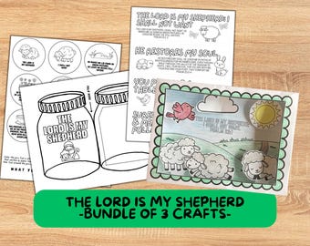 Paquete de manualidades imprimibles "El Señor es mi pastor" / Lección bíblica del Salmo 23 / Imprimible para la escuela dominical / Manualidad de la Escuela Bíblica de Verano / Actividad para la lección bíblica