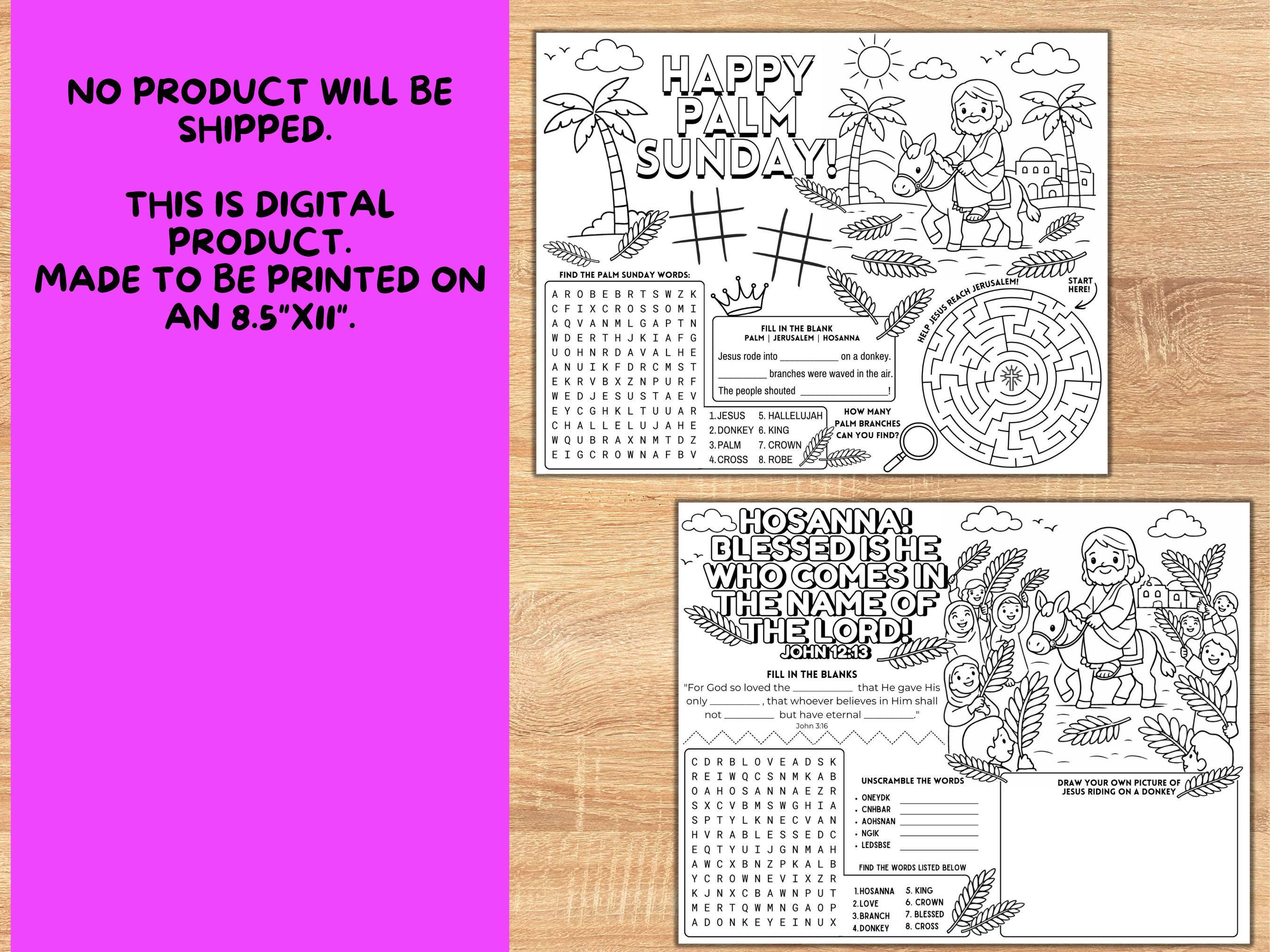 Palm Sunday Activity Placemats Bundle | Holy Week & Easter Crafts for ...