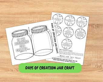 Days Of Creation Bible Story Coloring Craft For Kids, Sunday School Christian Homeschool Activity Printable, In The Beginning Genesis Lesson