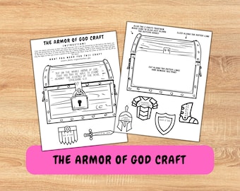 Armor of God Treasure Chest Craft Printable • Ephesians 6 Bible Craft for Kids • Christian Paper Chest Activity • Sunday School Craft