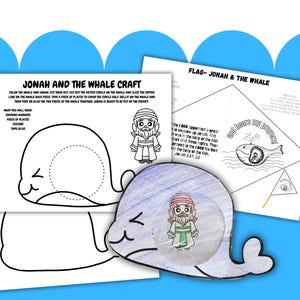Jonah & the Whale Bible Story Craft, Jonah Bible Craft, Jonah and the Fish Sunday School Activity, Jonah and the Whale Preschool Craft