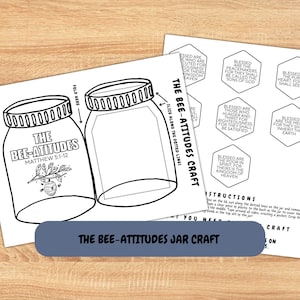 Beatitude Printable Jar Kid&#39;s Craft, Printable Sunday School Activity, Matthew 5:1-12 Lesson Craft, Homeschool Bee-atitude Kid&#39;s Activity