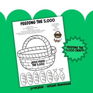 Feeding the 5,000 Craft, Bible Story, Sunday School, Feeding the five thousand, loaves and fishes craft, miracles of Jesus