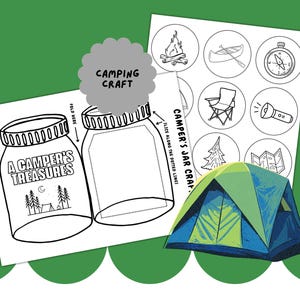 Printable Camp paper Jar craft, Camping Theme Activities, Summer Camping Craft, Classroom, Homeschool, Summer Camp