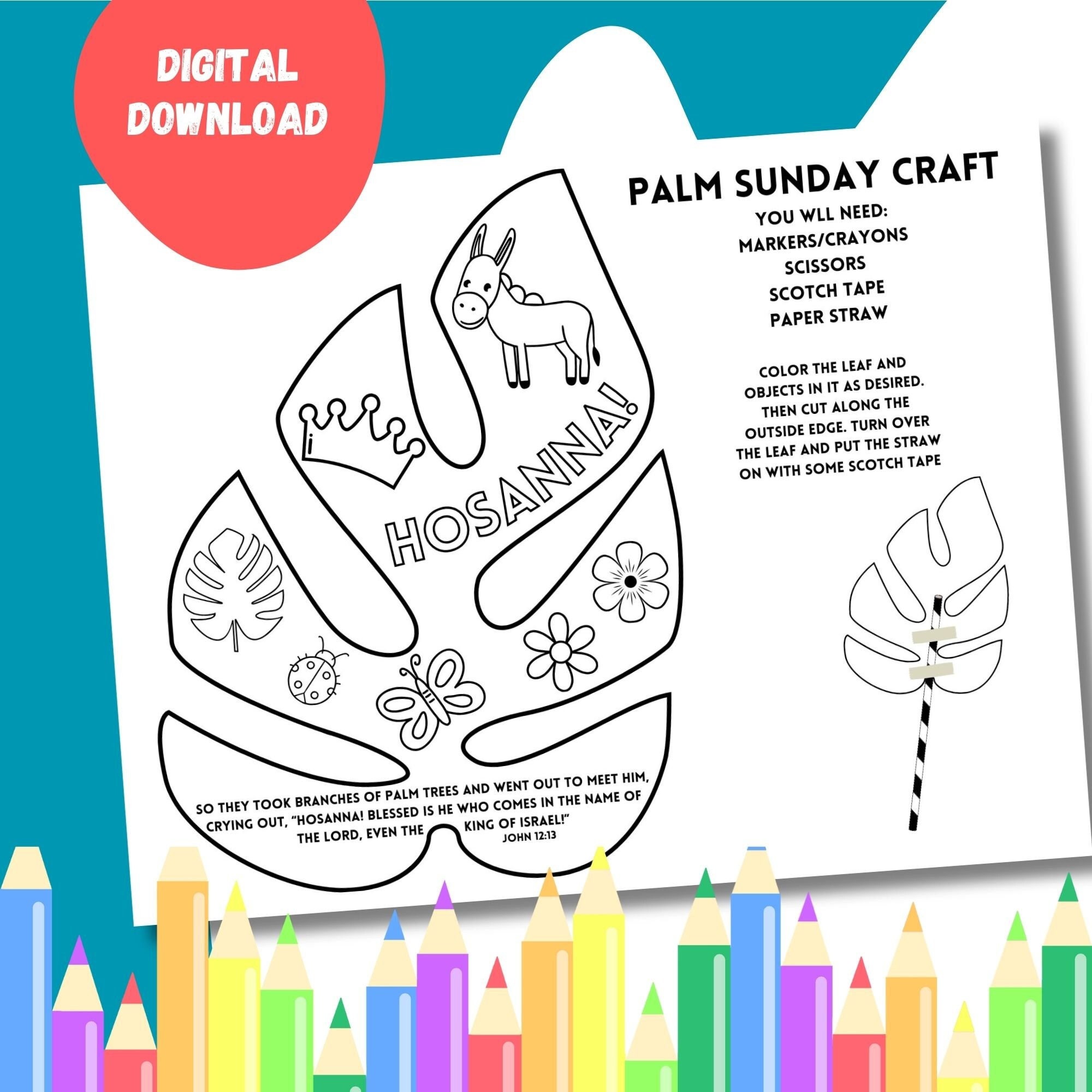 Palm Sunday Palm Leaf Kids Craft, Sunday School Holy Week Activity ...