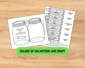 Colors of Salvation Printable Jar Craft, Gospel Card, Prayer Card, Sunday School, VBS Craft