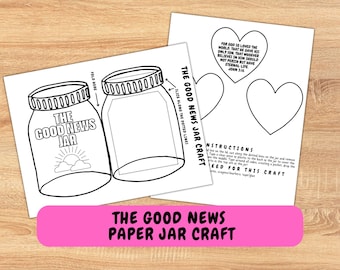 The Good News of Jesus Printable Jar Craft, Bible Activity, Kids Bible Lesson, Sunday School, For God so Loved the World John 3:16