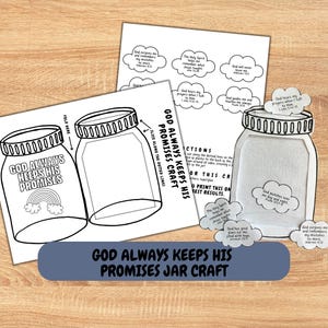 God's Always Keeps His Promises Jar Craft, Printable Sunday School Activity, God's Promises Craft, Homeschool Kid's Activity