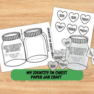 La mia identità in Cristo: un barattolo artigianale per bambini / Attività biblica cristiana stampabile / Chi sono in Cristo / Artigianato per la scuola domenicale