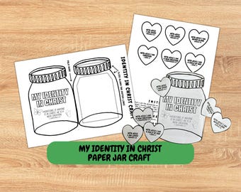 Meine Identität in Christus Jar Craft für Kinder | Christliche druckbare Bibelaktivität | Wer ich in Christus bin | Sonntagsschule Handwerk