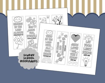 Kid's Bible Verse Printable Coloring Bookmarks, Religious Craft, Kids Coloring Bookmarks, Sunday School, Christian Kids Craft