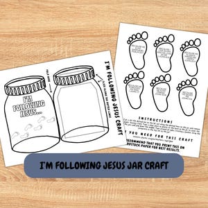Nach Jesus Fußabdruck Printable Jar Kid's Craft, druckbare Sonntagsschulaktivität, Lesson Craft, Homeschool Folgen Sie Jesus Kid's Action
