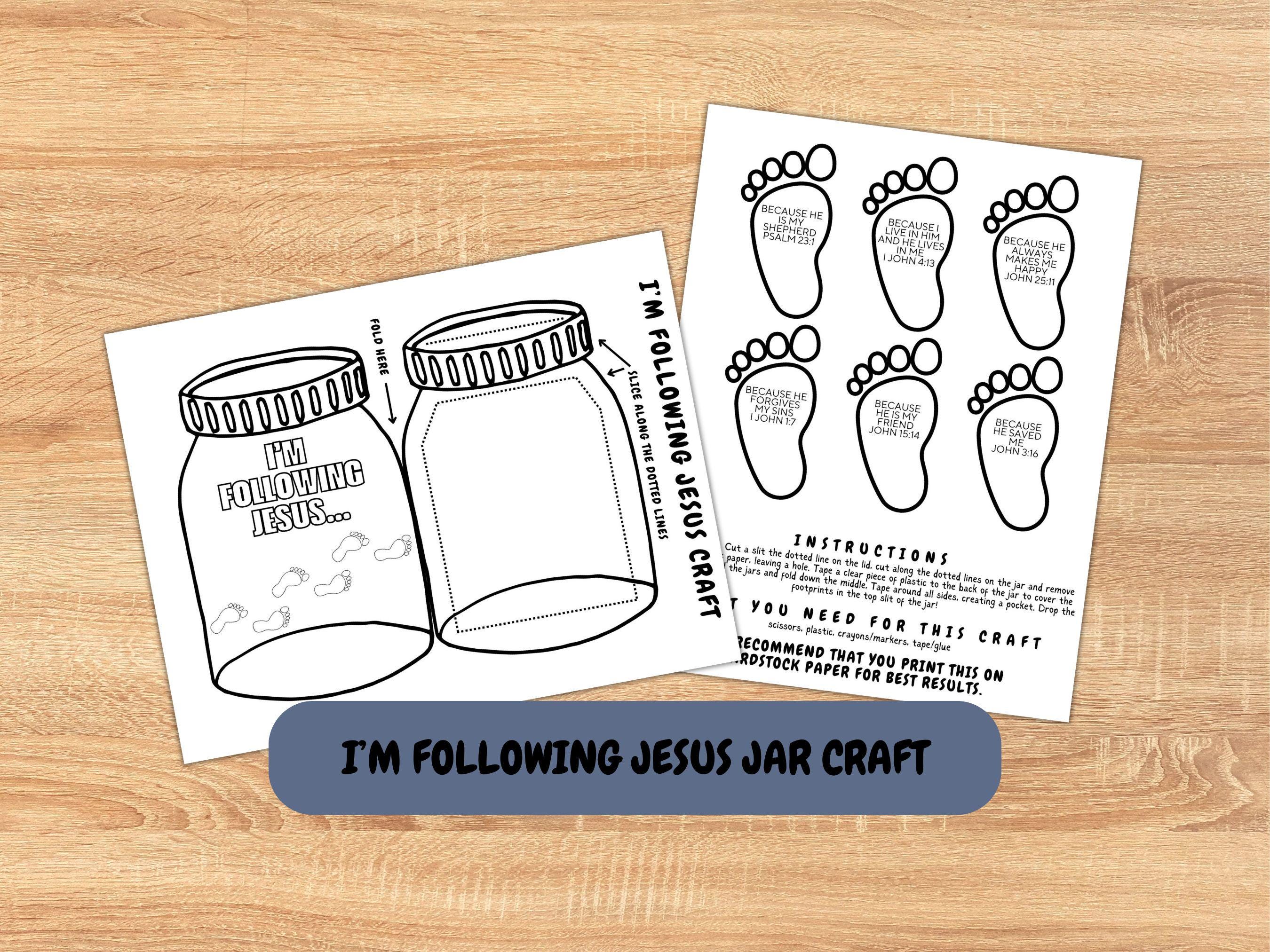 Following Jesus Footprint Printable Jar Kid's Craft, Printable…
