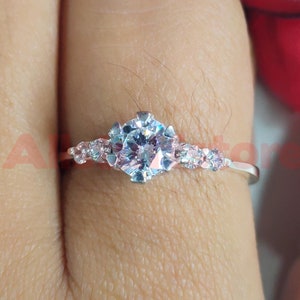 1.00 Ct Round Cut White Moissanite, Solitaire Engagement Wedding Ring, 14K White Gold Finish, Women&#39;s Anniversary Promise Ring, Gift For Her