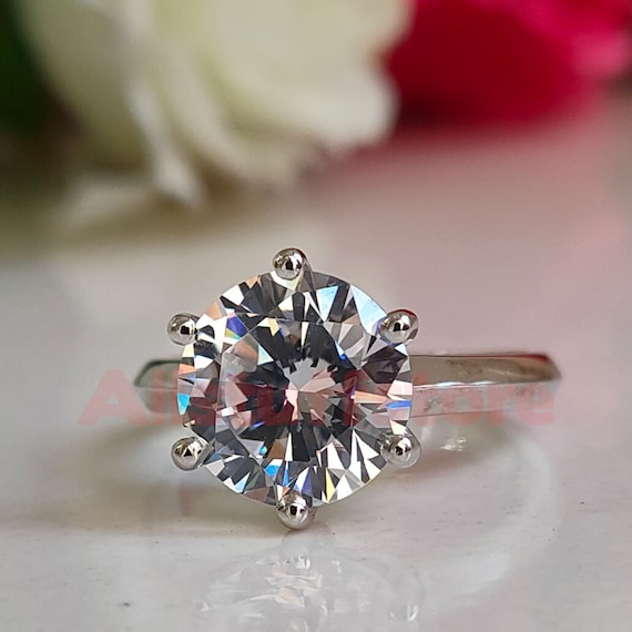Brilliant 2 Carat Round Cut White Sapphire Solitaire Engagement