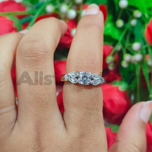 Moissanite Engagement Ring: 1.30 Carat Round Solitaire, Two Tone Sterling Silver