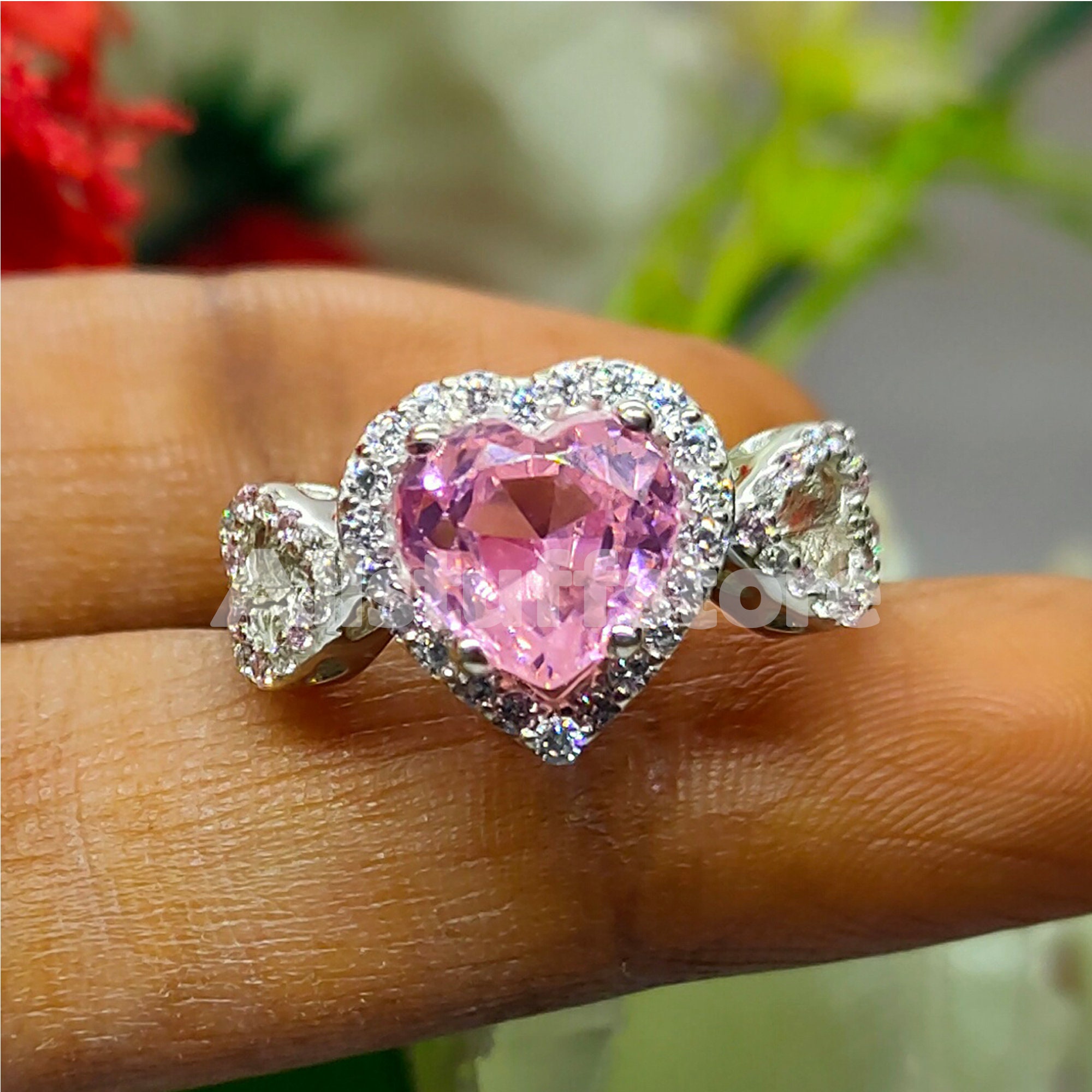 Pink Sapphire Heart Ring