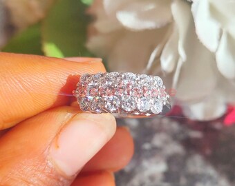 White Sapphire Eternity Band, Sterling Silver Cluster Ring