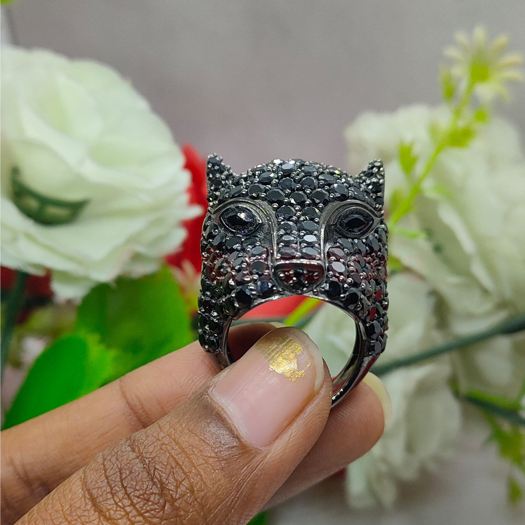 Panther Ring, Round Brilliant Cut 3 Ct Black Sapphire, Black Panther Face Ring, Mens Wedding Band, Cocktail Ring, Animal Ring, Gift for Him - Etsy il fullxfull.3447692527 ebn7