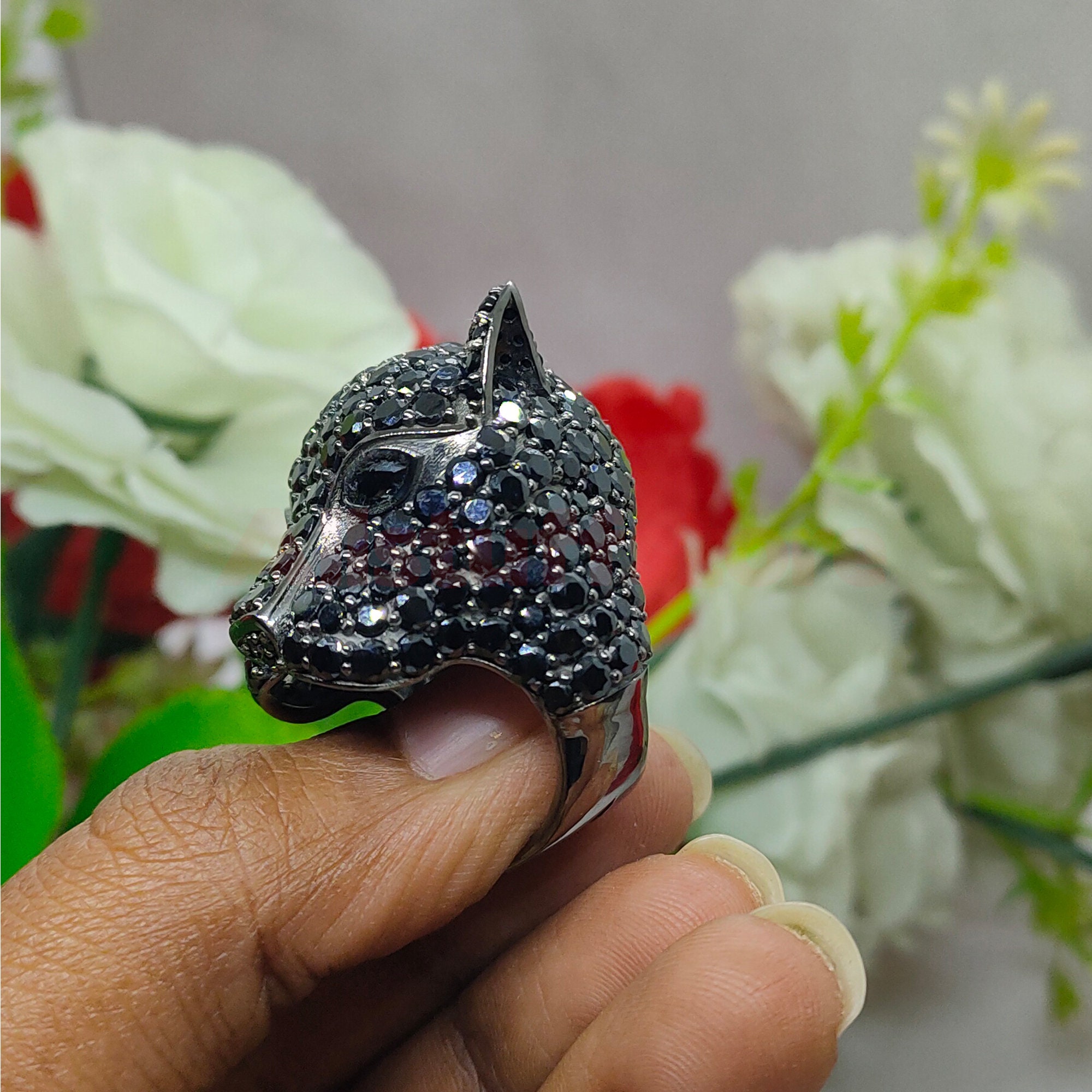 Panther Ring, Round Brilliant Cut 3 Ct Black Sapphire, Black Panther Face Ring, Mens Wedding Band, Cocktail Ring, Animal Ring, Gift for Him - Etsy il fullxfull.3447692535 90ed