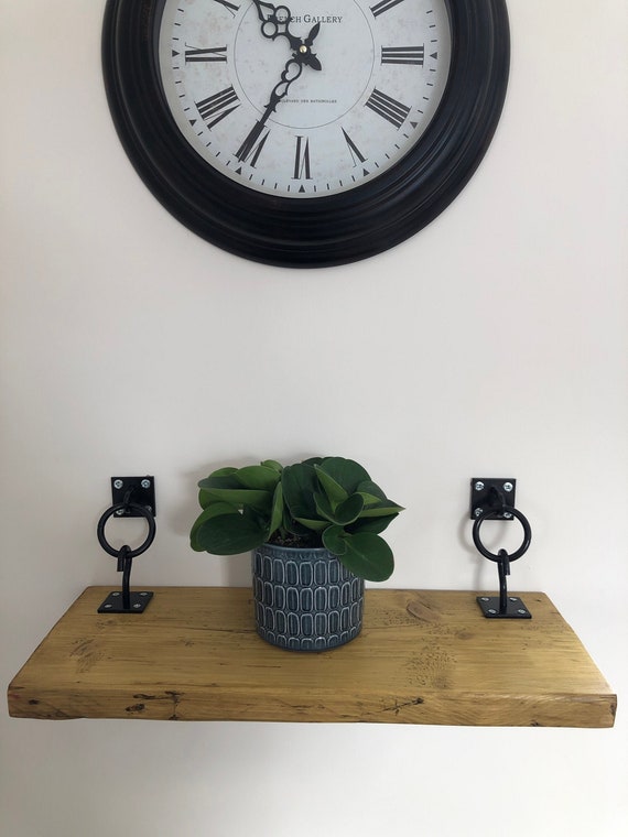 Rustic shelf brackets Chain plate hook and ring fixing Etsy