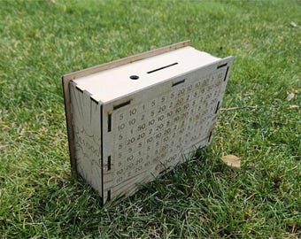 1000 Euro Piggy Bank with Comic Design - Flatpack Wood