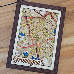 Mapas de madera 3D personalizados - Tres capas - Tamaño A5
