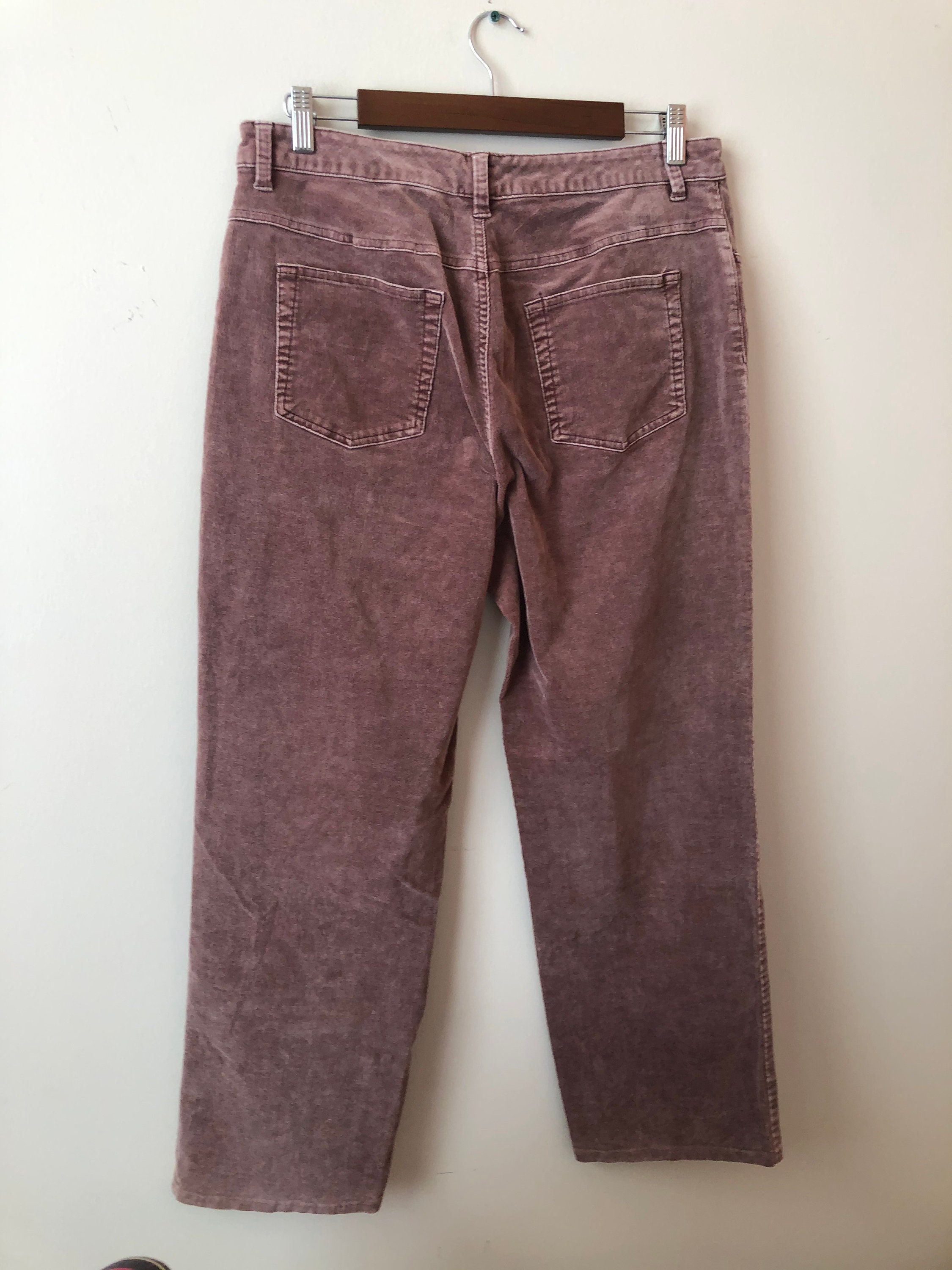 Pink corduroy pants / size 14 / stretch mid/high rise | Etsy