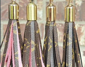 Upcycled Designer Leather Tassel Keychain