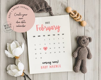 Download Pregnancy Announcement Calendar Etsy