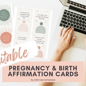 Editable Birth Affirmation Printable Cards | Digital Download | Positive Birth Quotes | Edit Yourself Pregnancy Affirmations