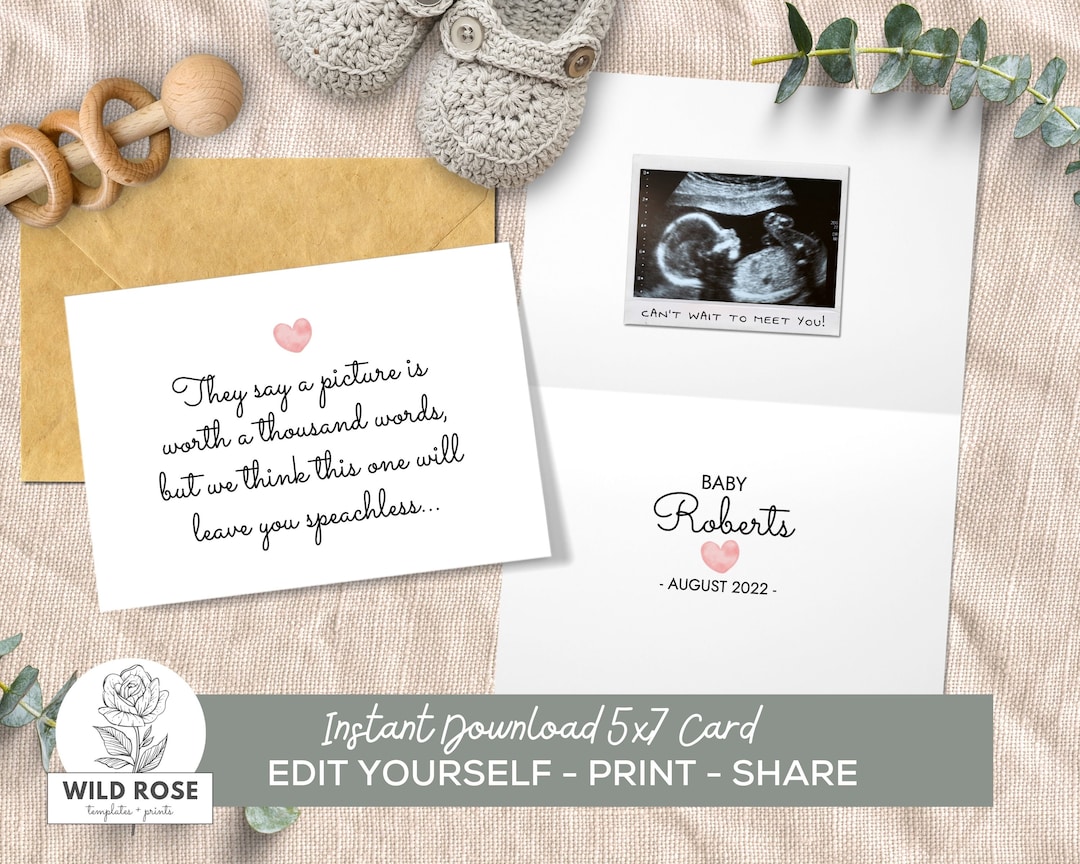 Pregnancy Announcement Card Printable Card Edit Yourself - Etsy